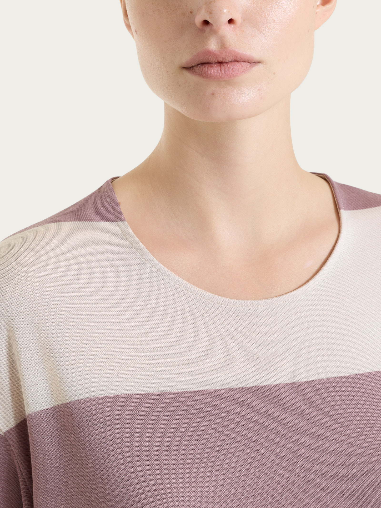 Ragno Summer Light Maglietta Girocollo Righe Twilight Mauve viscosa
