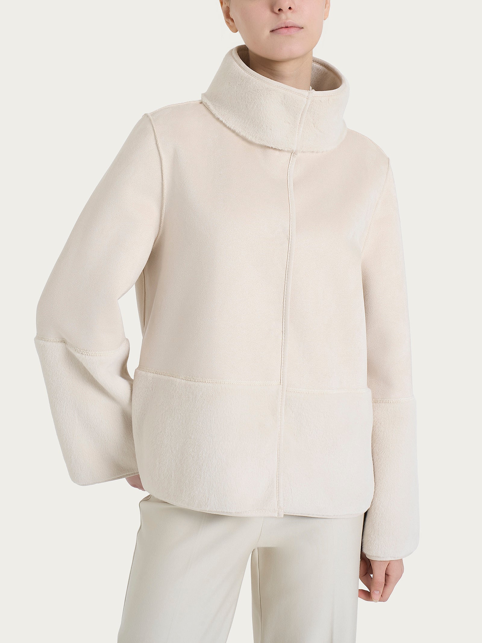 Ragno giacca corta double-face champignon in shearling