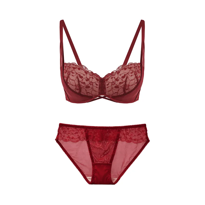 Maria Grazia Severi set intimo bordeaux in pizzo senza ferretto