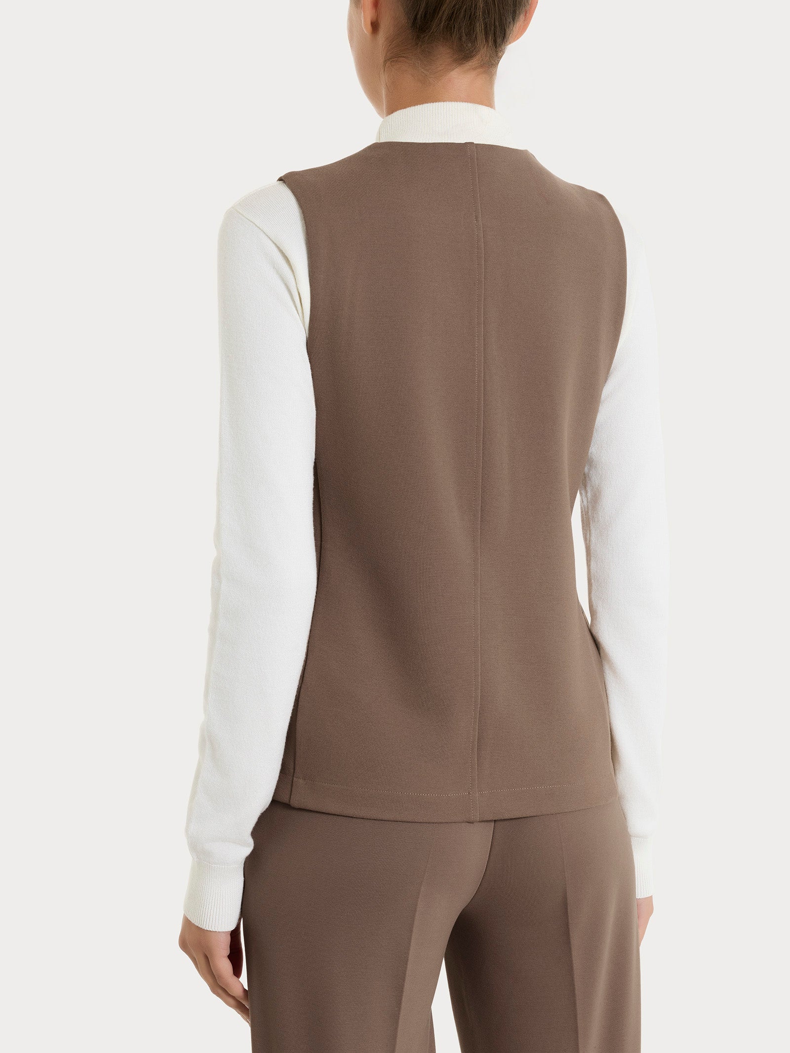 Ragno Cashmere Compact gilet 4 bottoni Pine Bark donna