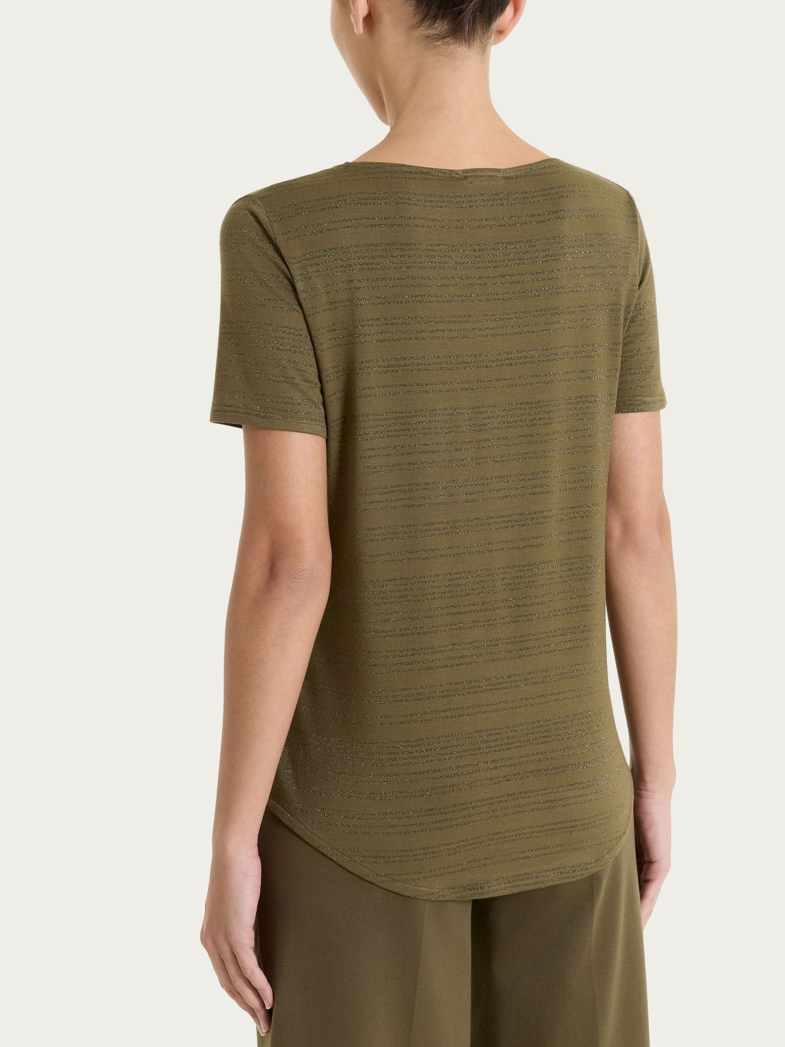 Ragno Viscosa Summer maglietta righe verde manica corta lurex