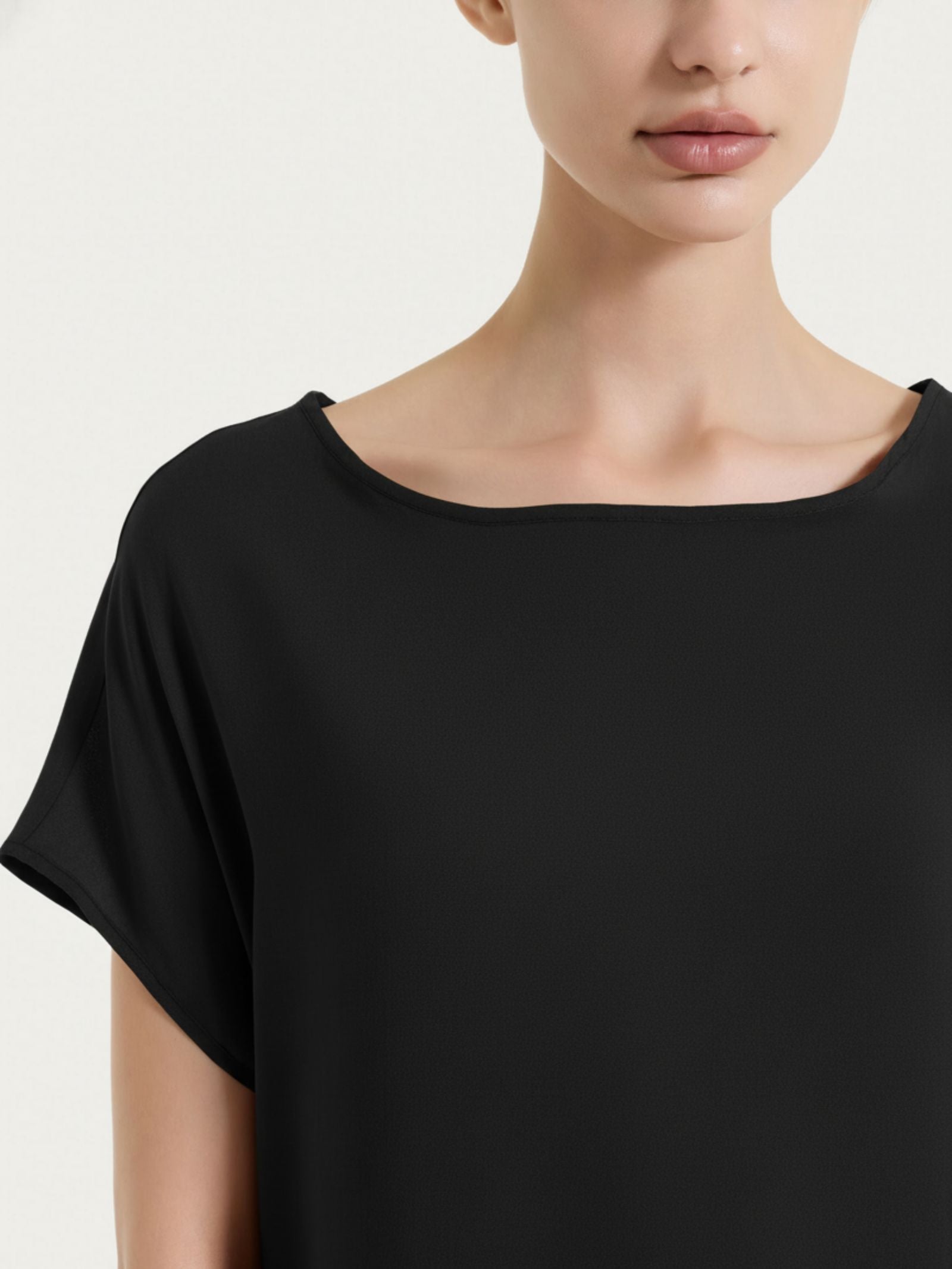 Ragno Voile Stretch Blusa kimono manica corta nera