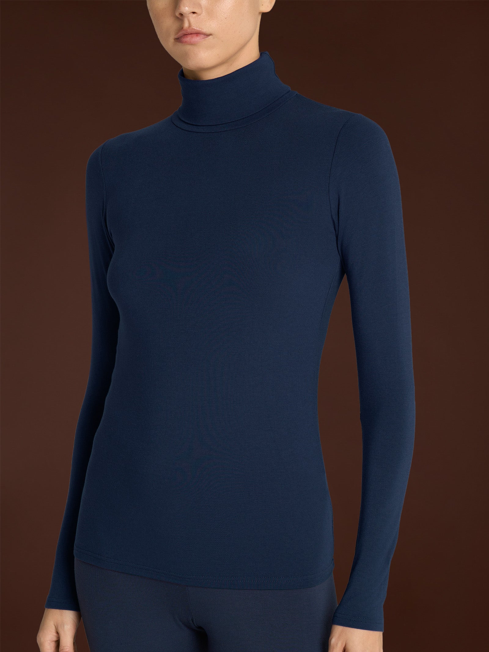 Ragno Eco Viscosa dolcevita bleu manica lunga skinny