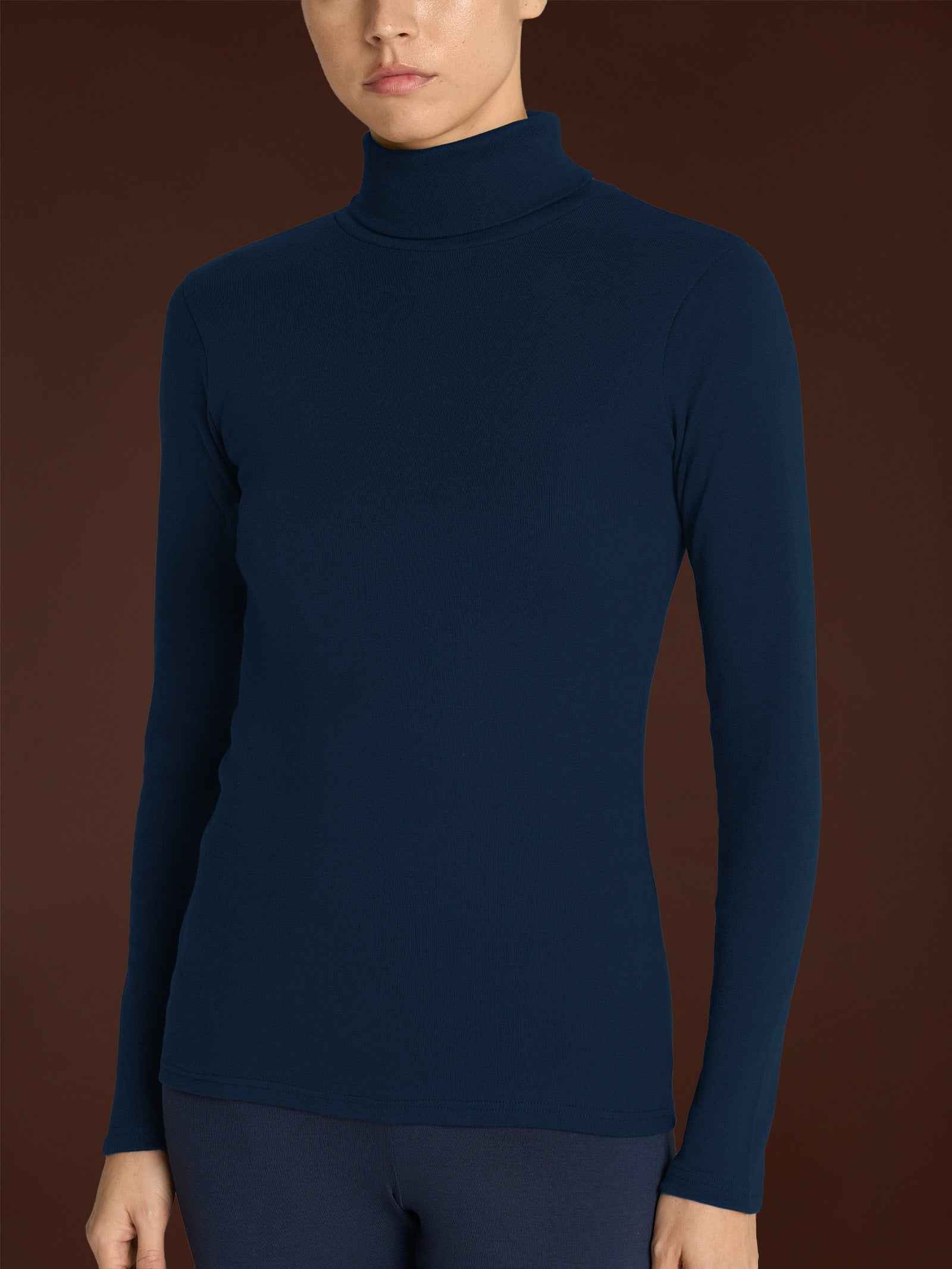 Ragno Thermo Cotton dolcevita donna skinny bleu caldo