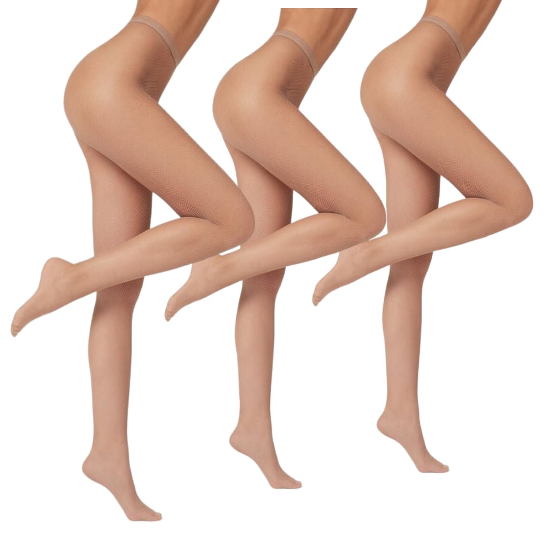 Lady C Rete collant eleganti neri 3 paia S-M
