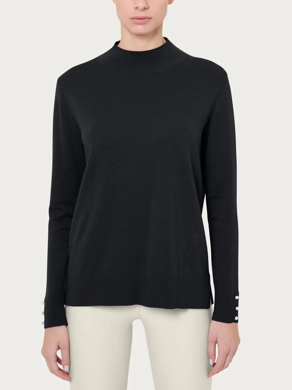 Ragno Merino Soft Lupetto Perline Donna Nero