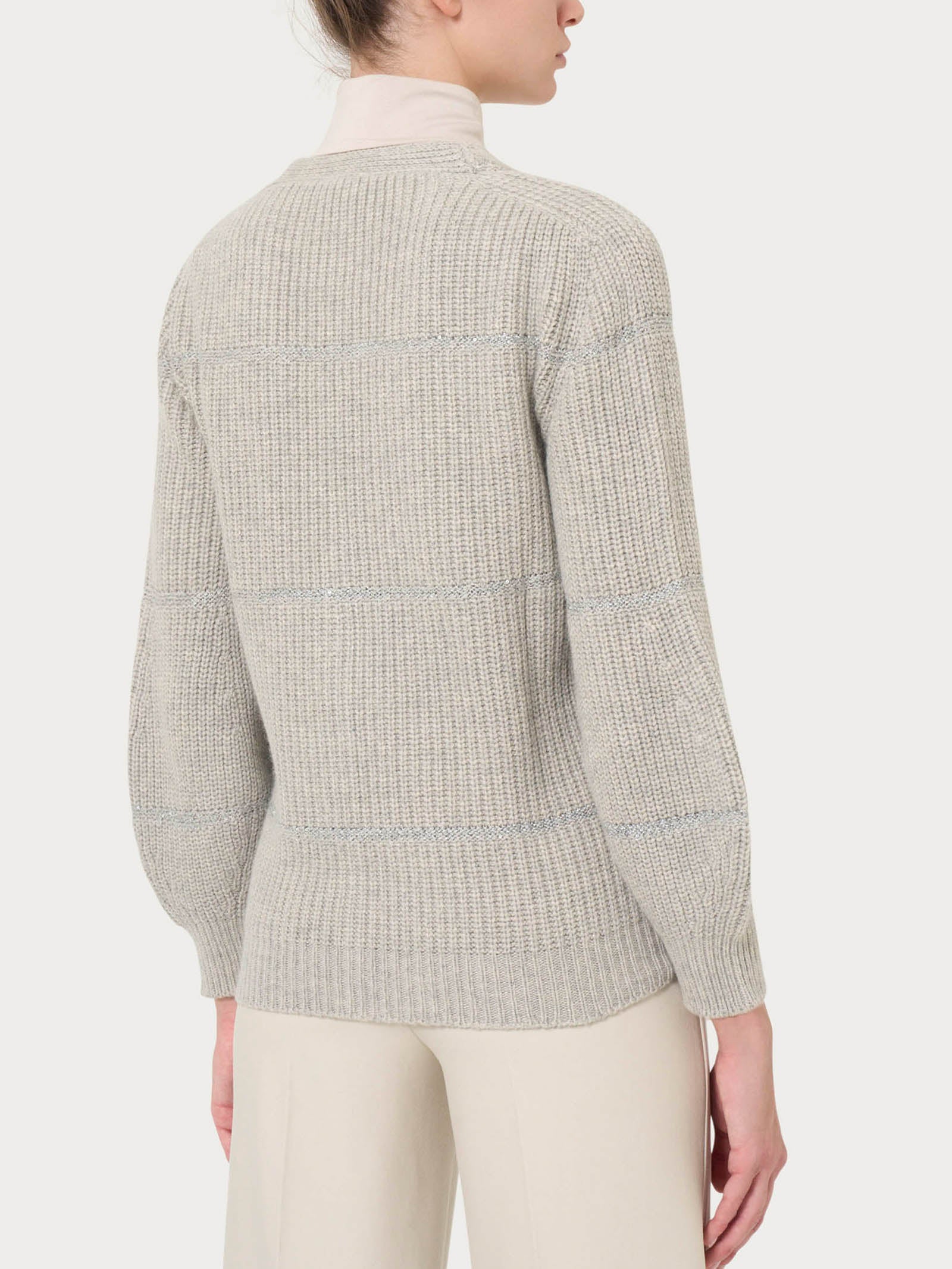 Ragno Cardigan bottoni paillettes misto angora Ghiaia Mel.
