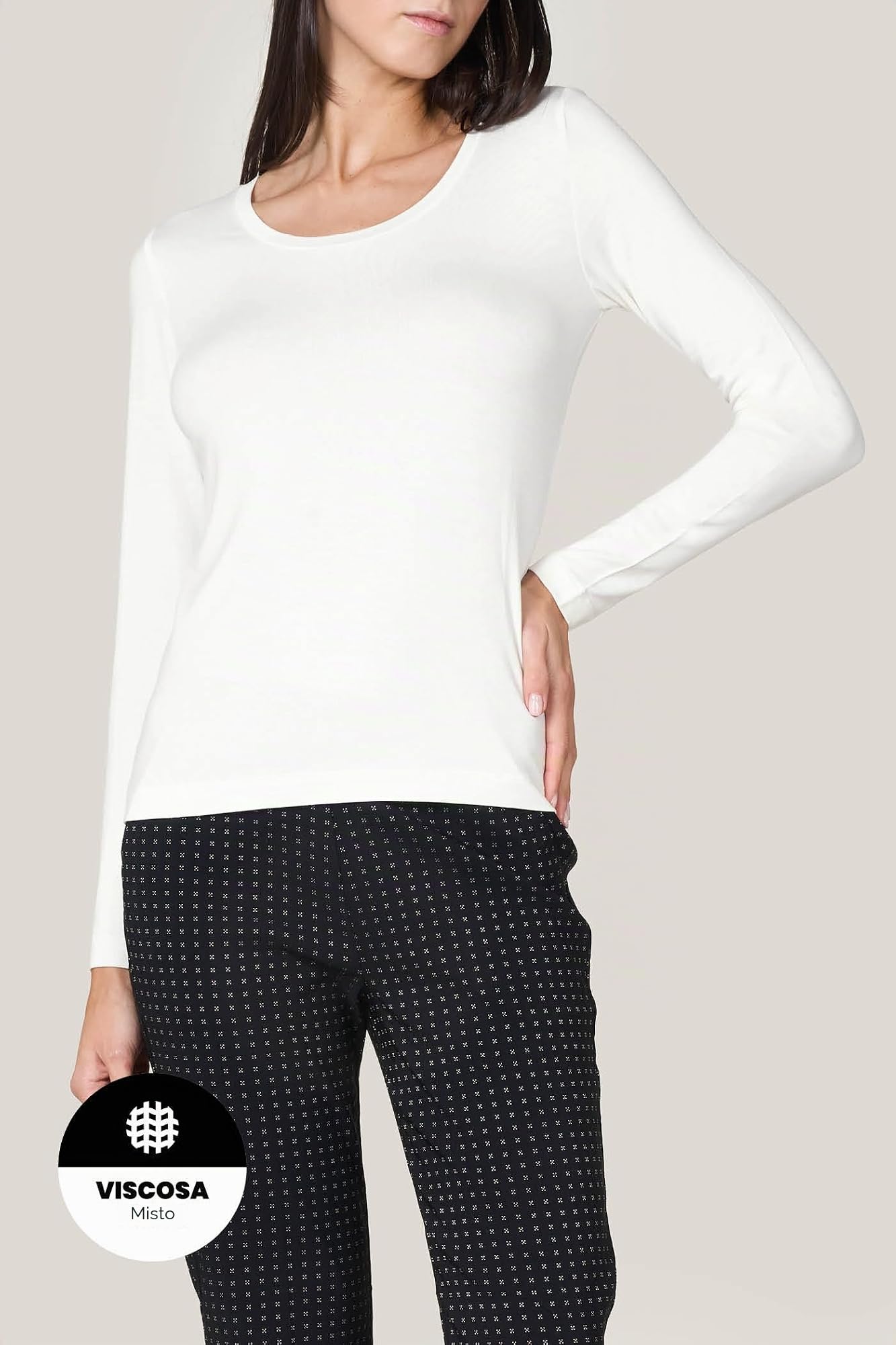 Goldenpoint Donna Maglia Girocollo Manica Lunga Aderente