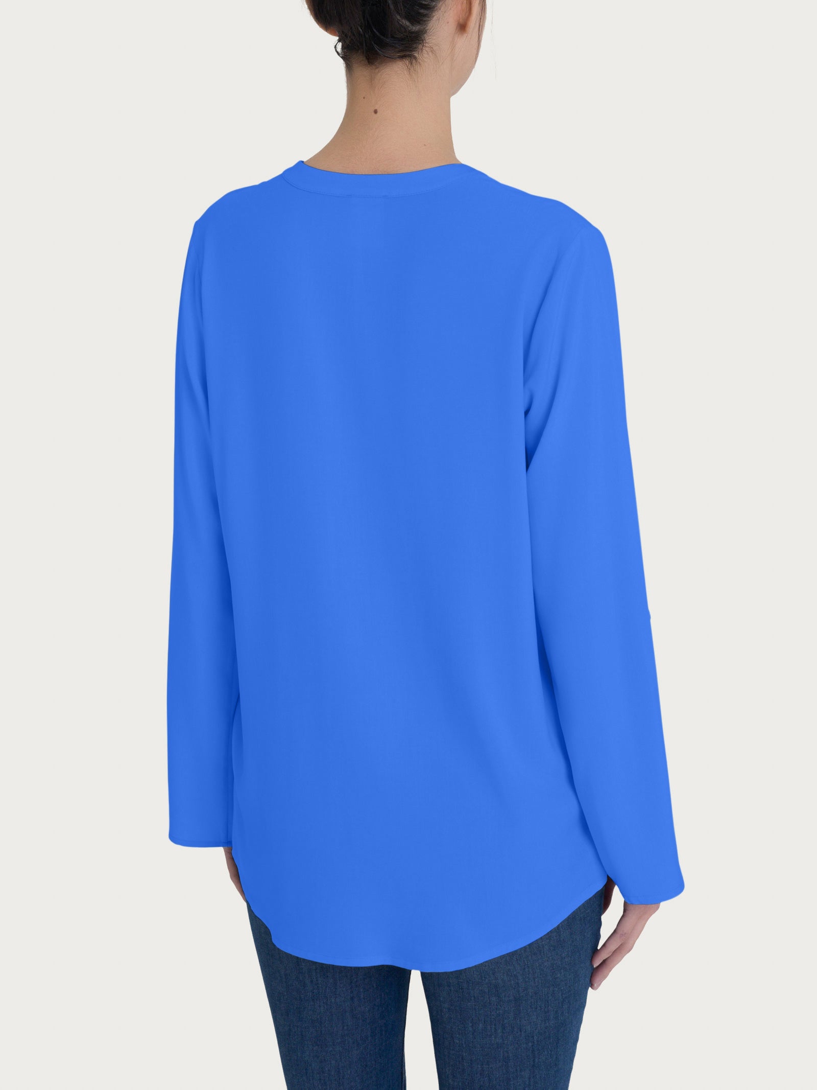 Ragno EcoSeta Collo Coreana Risvoltabile blusa dazzling blue fluida
