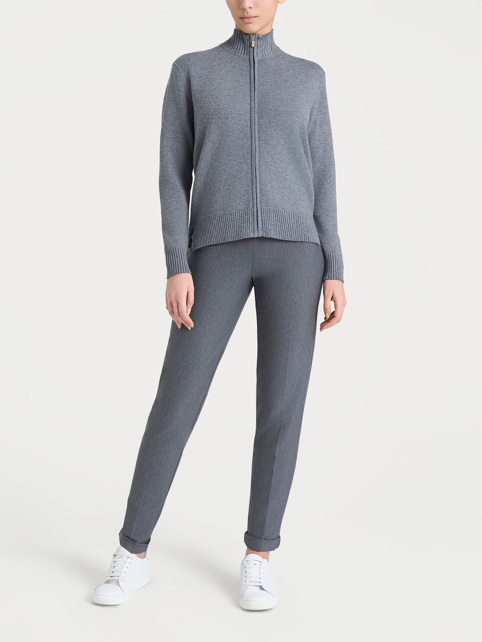 Ragno Four Seasons Cardigan Zip Asimmetrico Ferro Mel. boxy