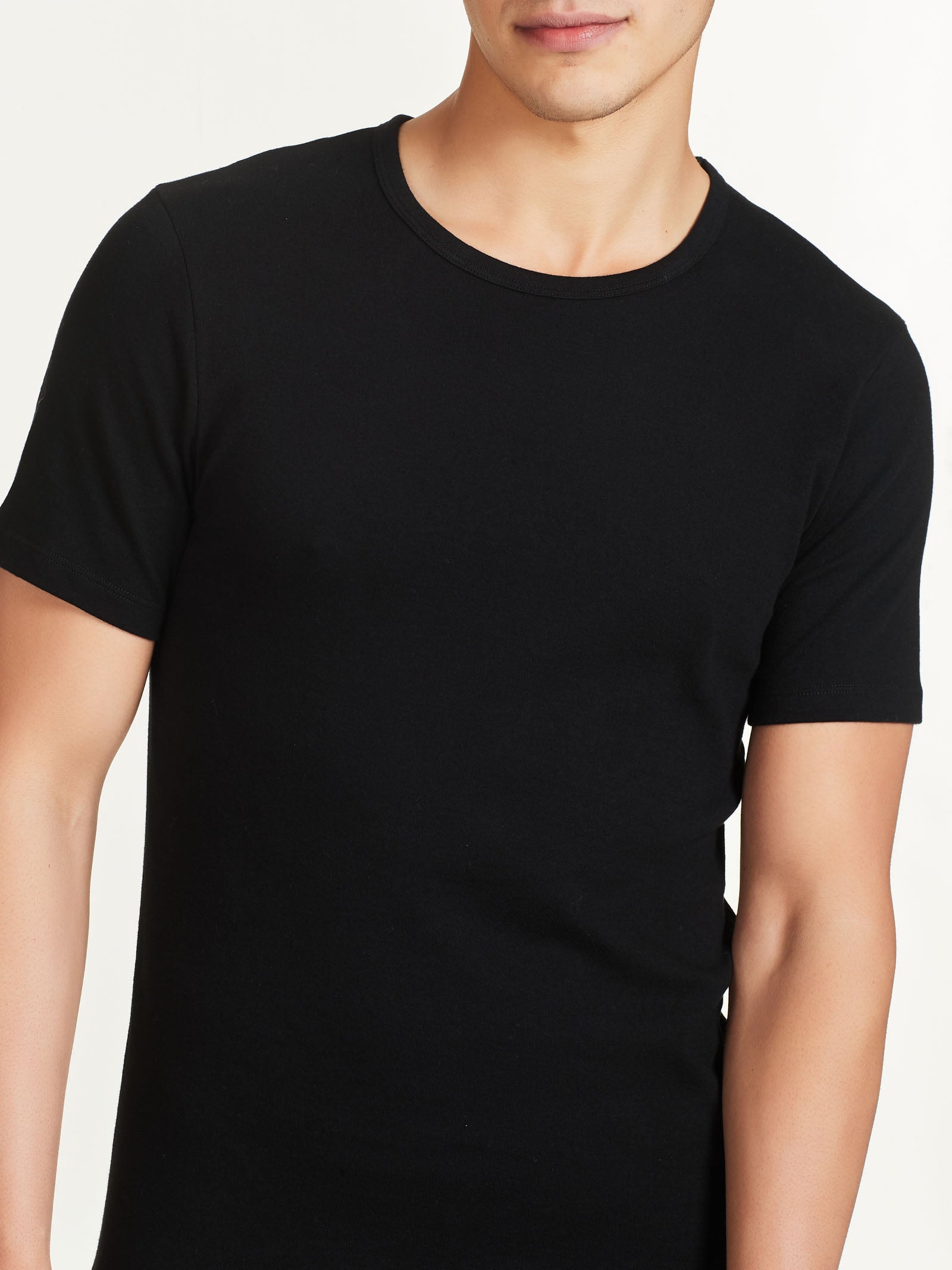 Ragno Interlock maglietta girocollo uomo Nero puro cotone