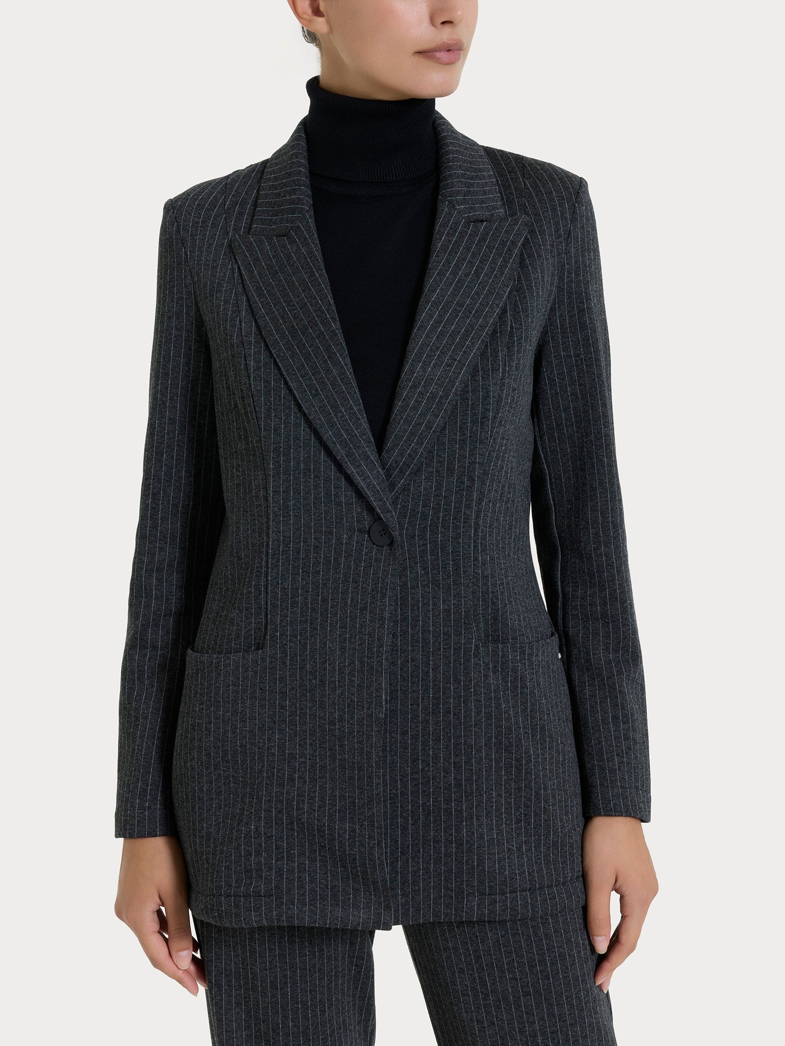 Ragno Compact Blazer Over Gessato Giacca Fant.Oscuro Mel