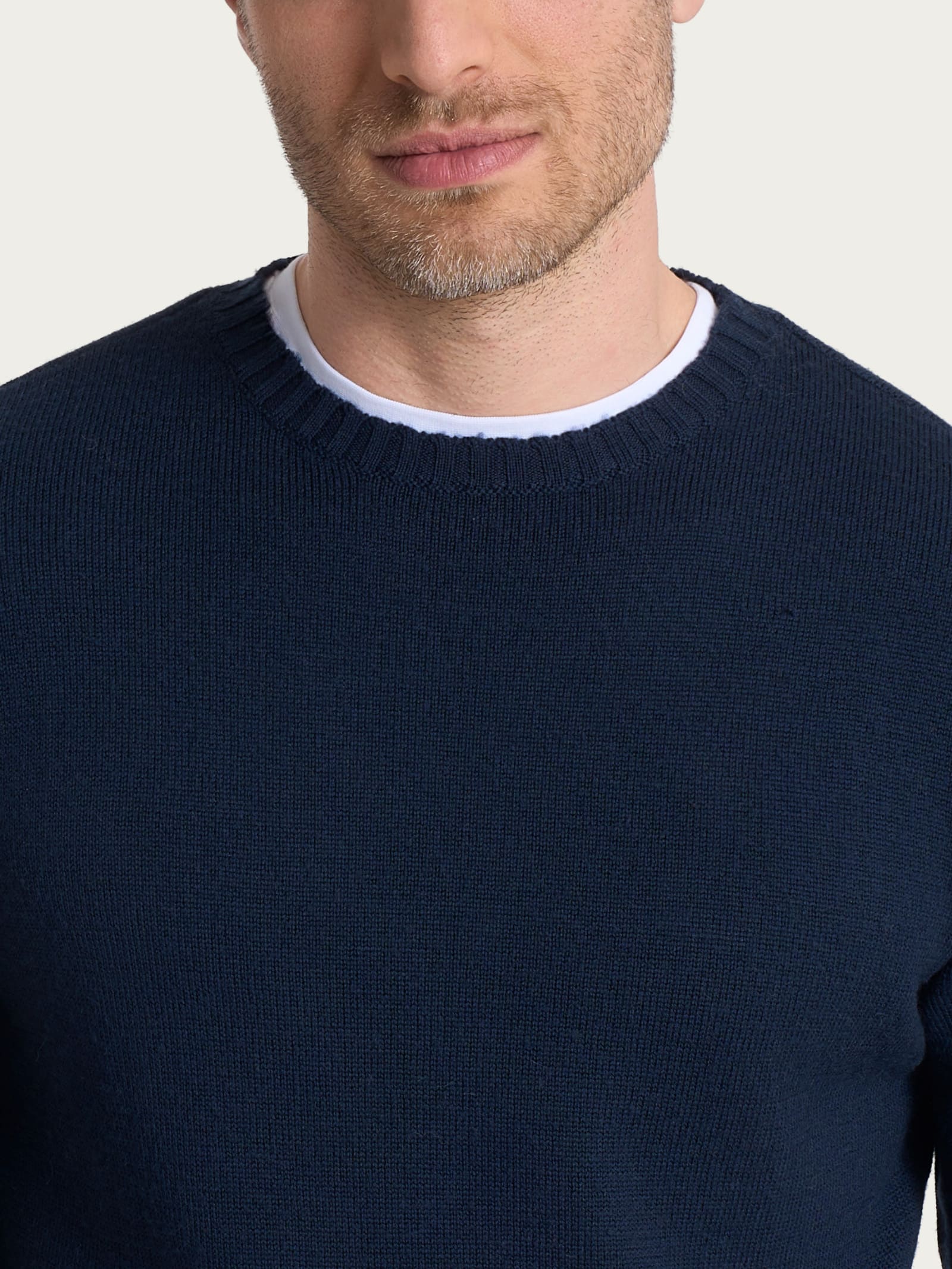 Ragno Merino Soft pull girocollo lana uomo blu leggero