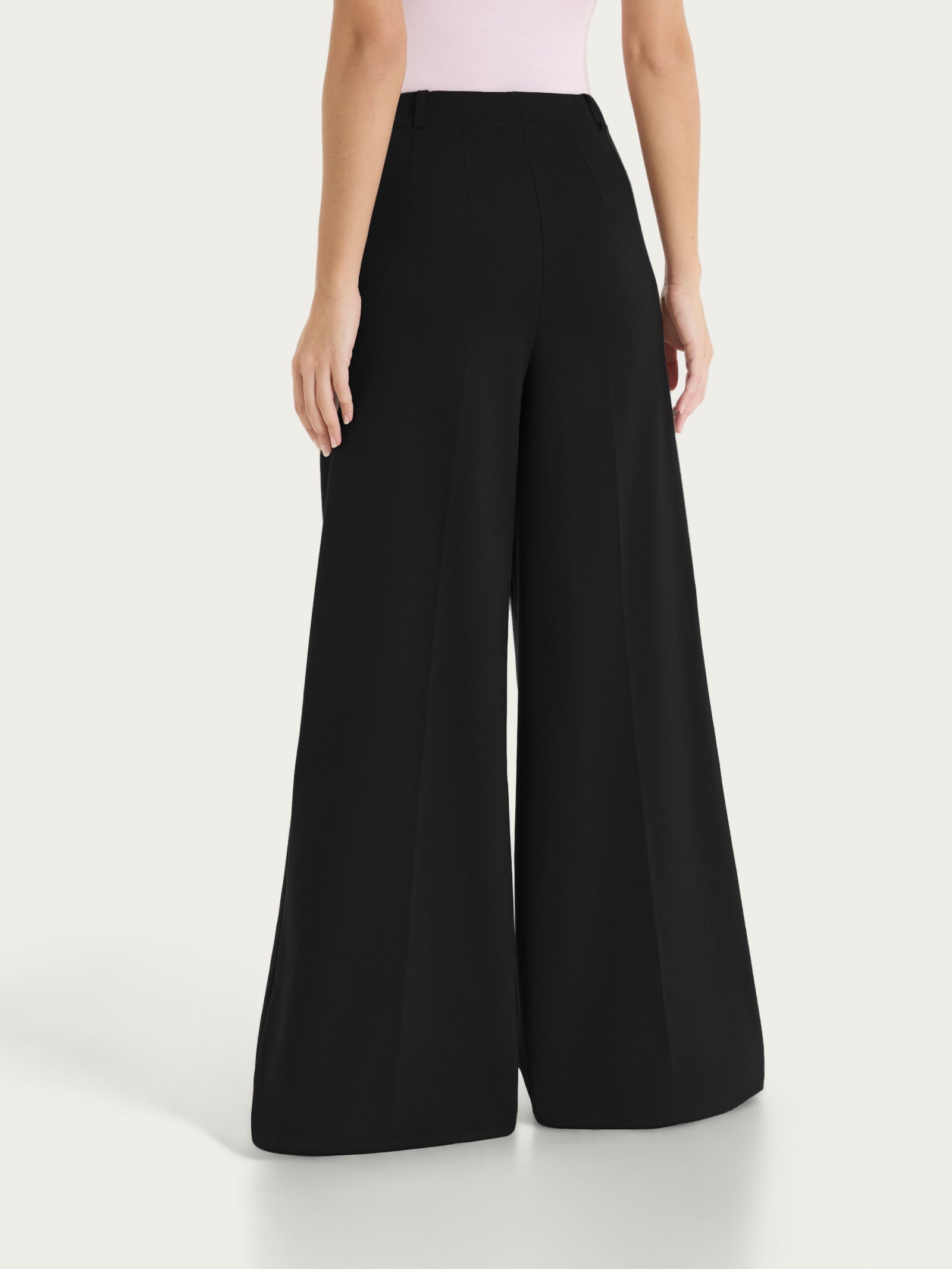 Ragno Compact Light pantalone palazzo wide leg nero