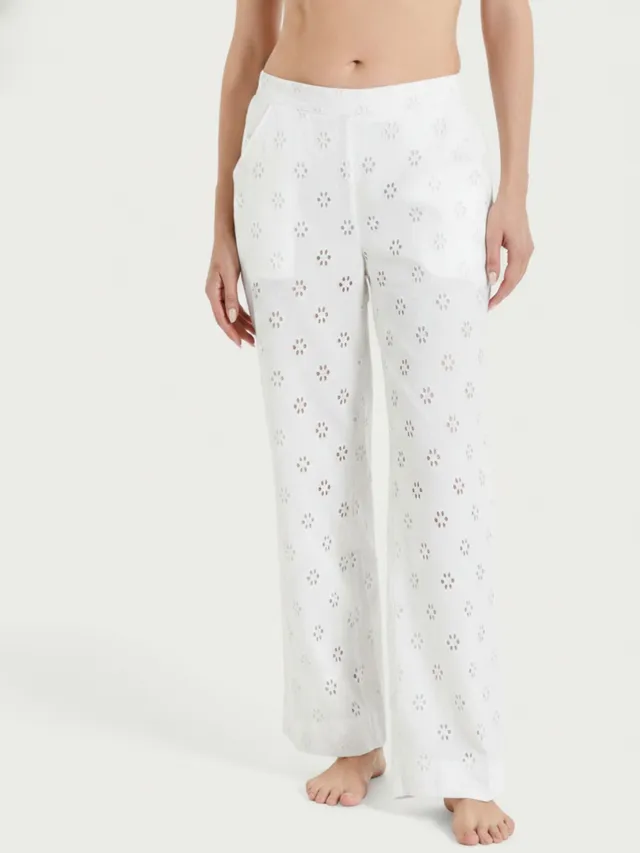 Ragno Compact pantalone ampio bianco Sangallo cotone fresco