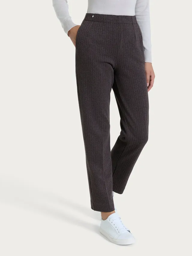 Ragno Eco Jacquard pantalone gessato Chocolate tasche