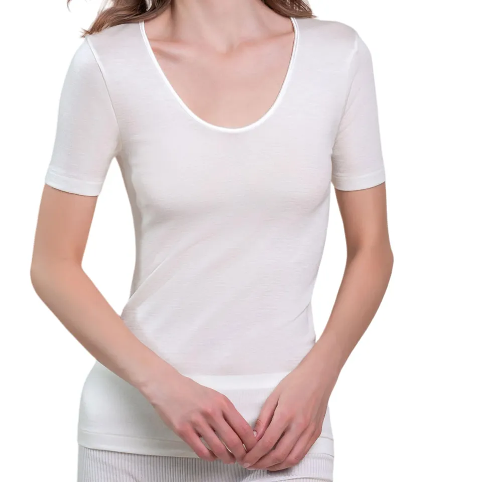 Lady C Maglia Misto Lana Manica Corta maglia bianco lana S