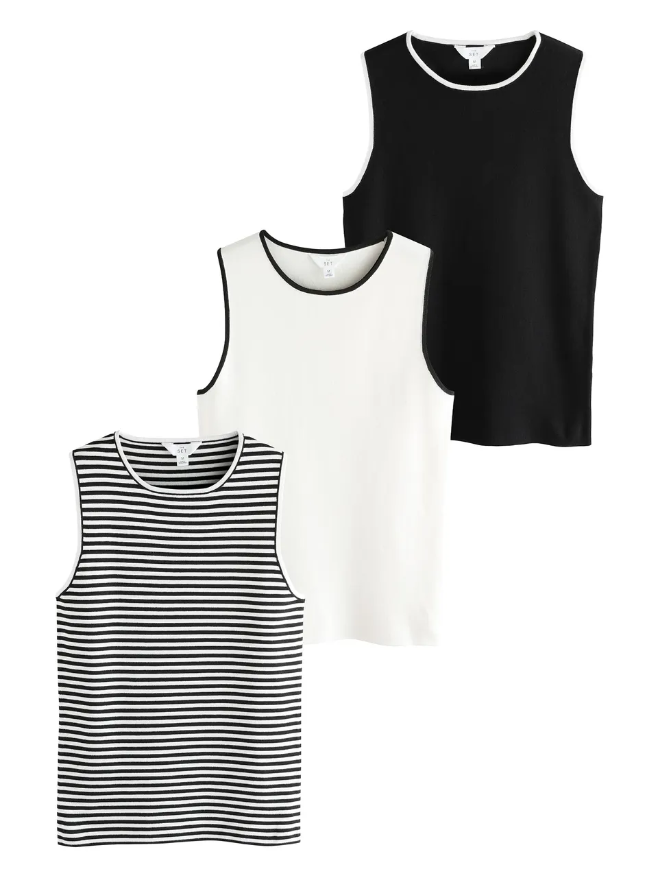 Geo Next The Set canotte maglia donna 3 pezzi nero panna