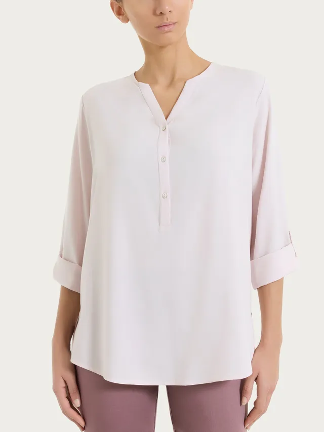 Ragno Voile Stretch serafino blusa rosa Hushed Violet