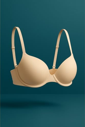 Lady C Microfibra Super Push-Up Reggiseno Beige 1B Volume