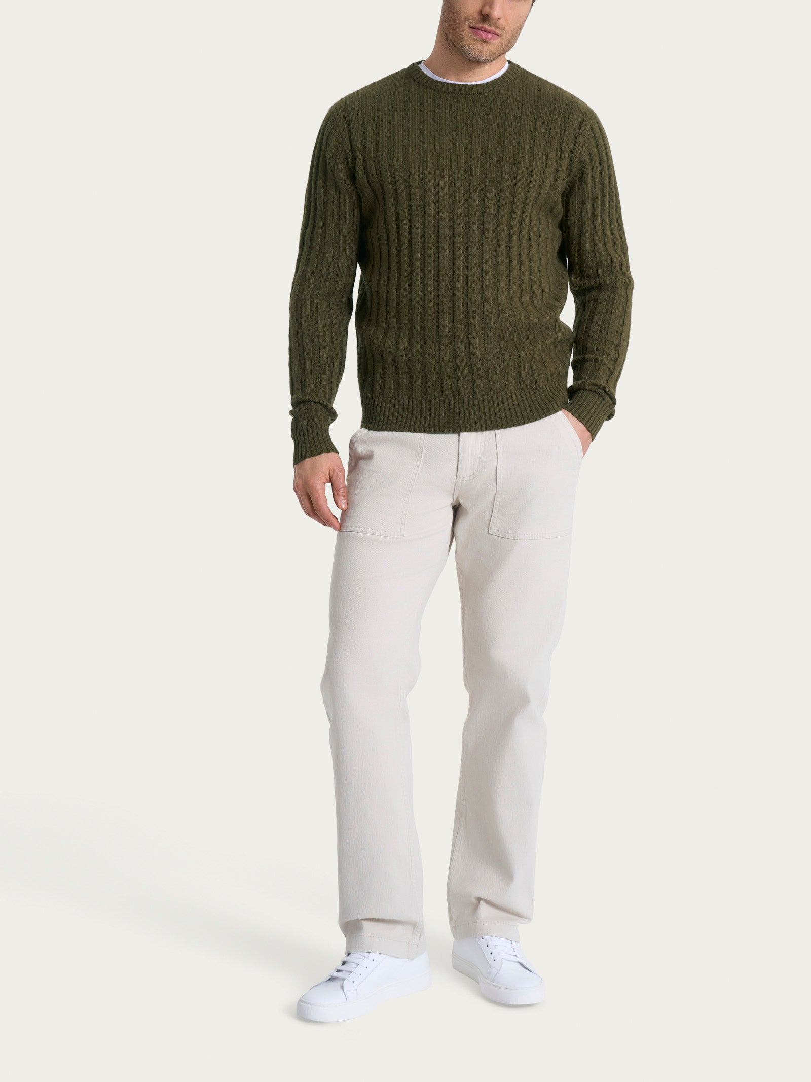 Ragno Natural Soft Girocollo maglia uomo Dark Olive calda
