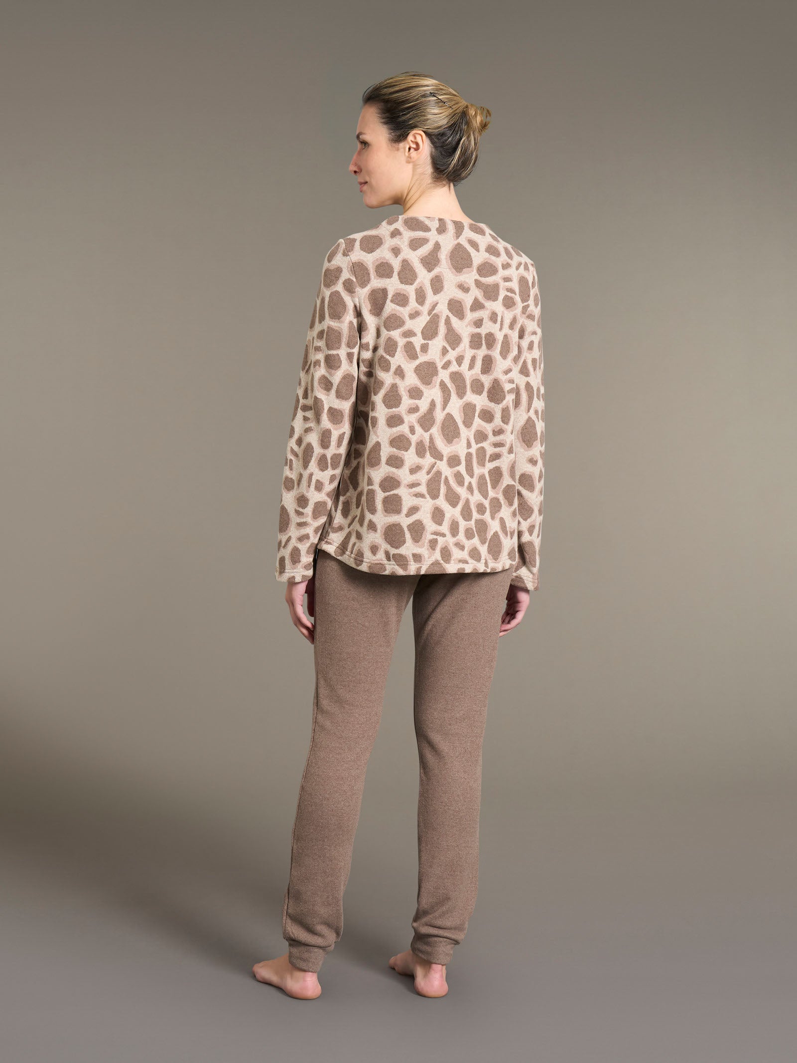 Ragno Sweet Emotion Pigiama Lungo Serafino animalier caffe