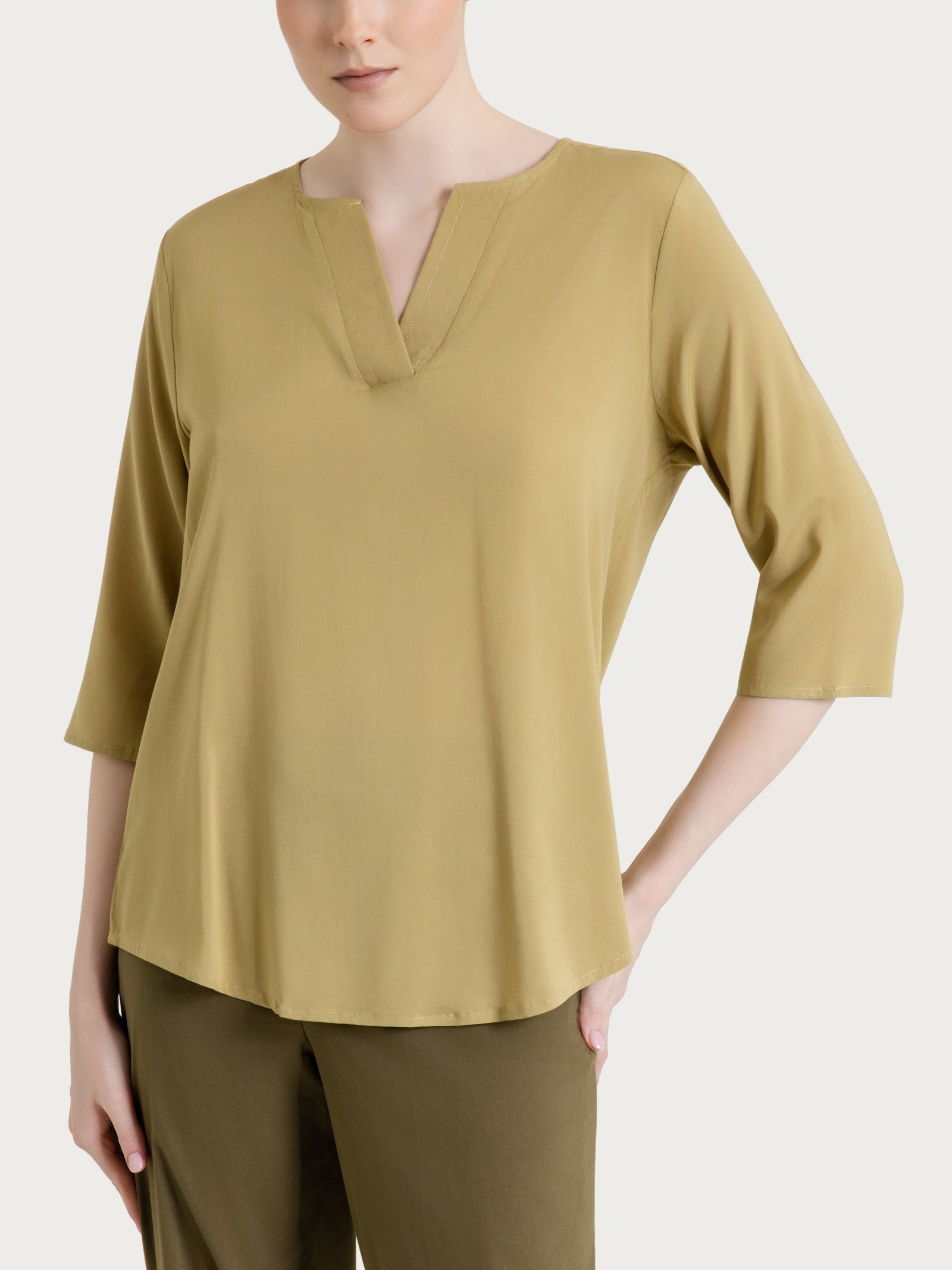 Ragno Viscosa Summer Blusa donna Khaki scollo a V