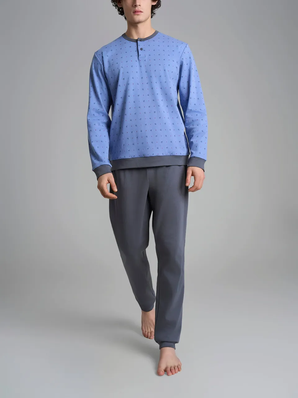 Ragno Pigiama Serafino Interlock Pigiama Colony Blue Cotone