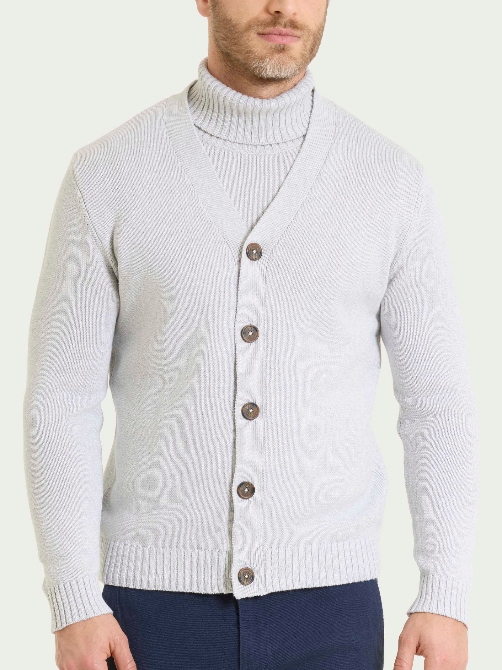 Ragno Winter Cotton Cardigan Dawn Blue Mel. uomo