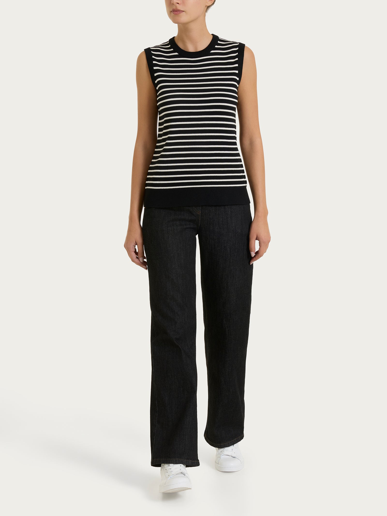 Ragno Four Seasons smanicato righe pari Fant.Black elasticizzato