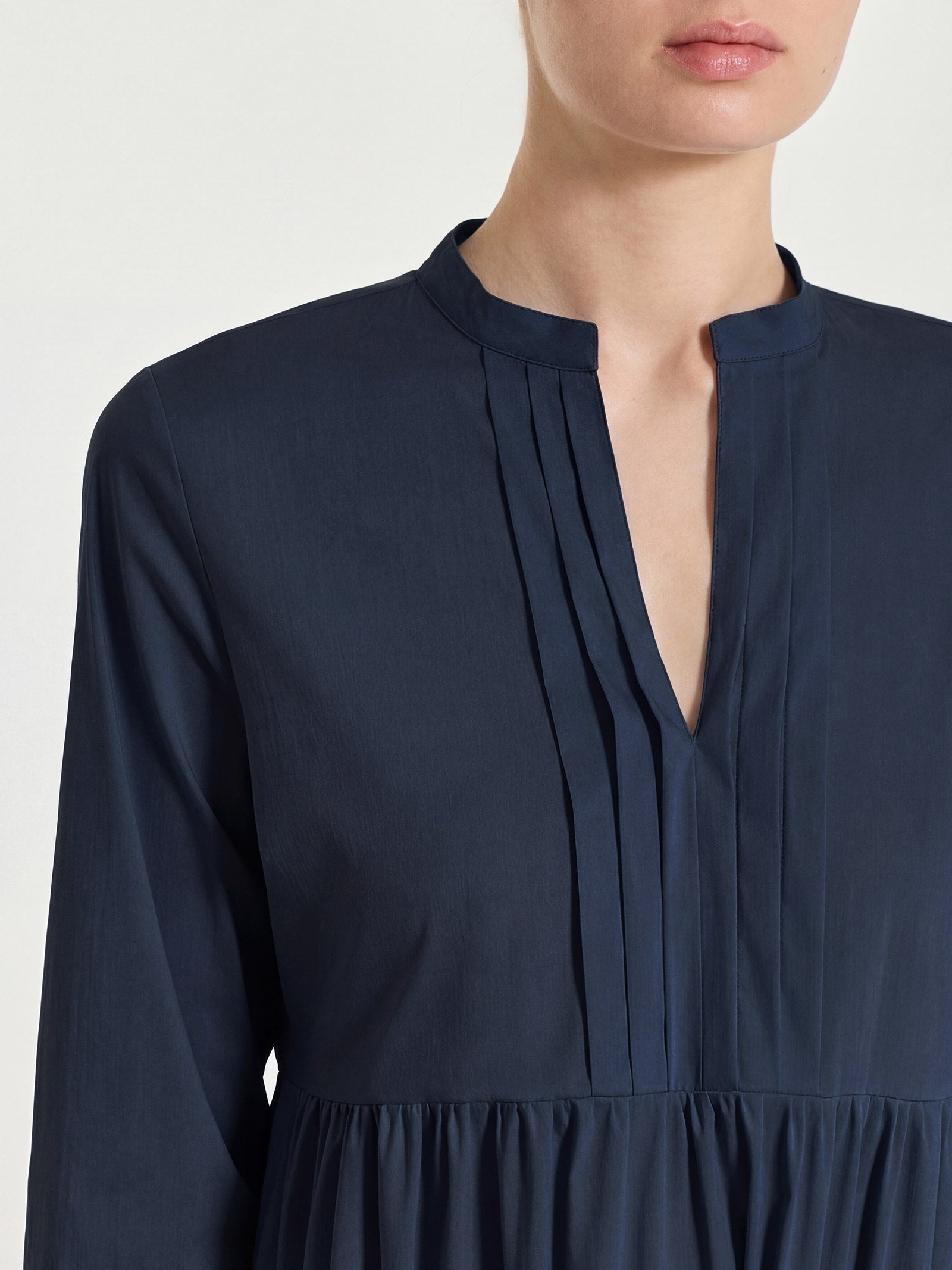 Ragno Compact Abito Poplin Cotone Bleu Scollo V