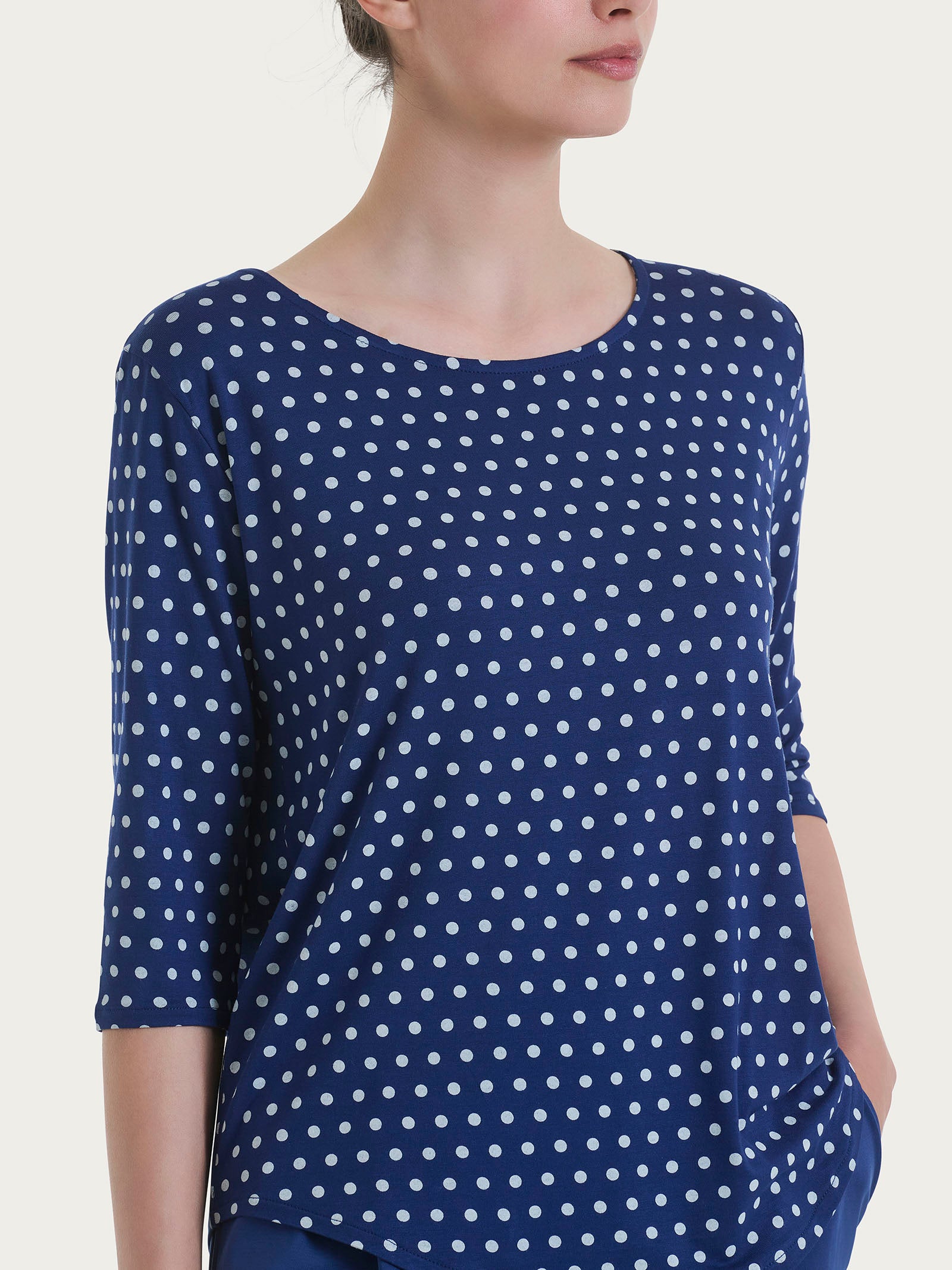 Ragno Perfetta Maglietta Girocollo Viscosa Dots Blueberry