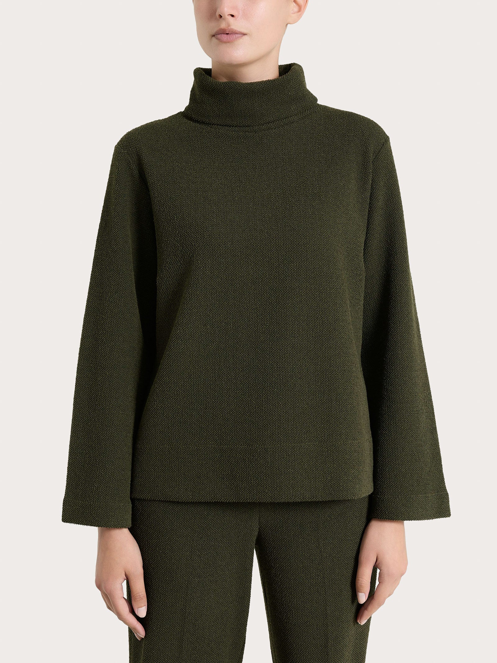 Ragno Felpa Collo Ciambella Japanese Fleece Verde Dark Olive
