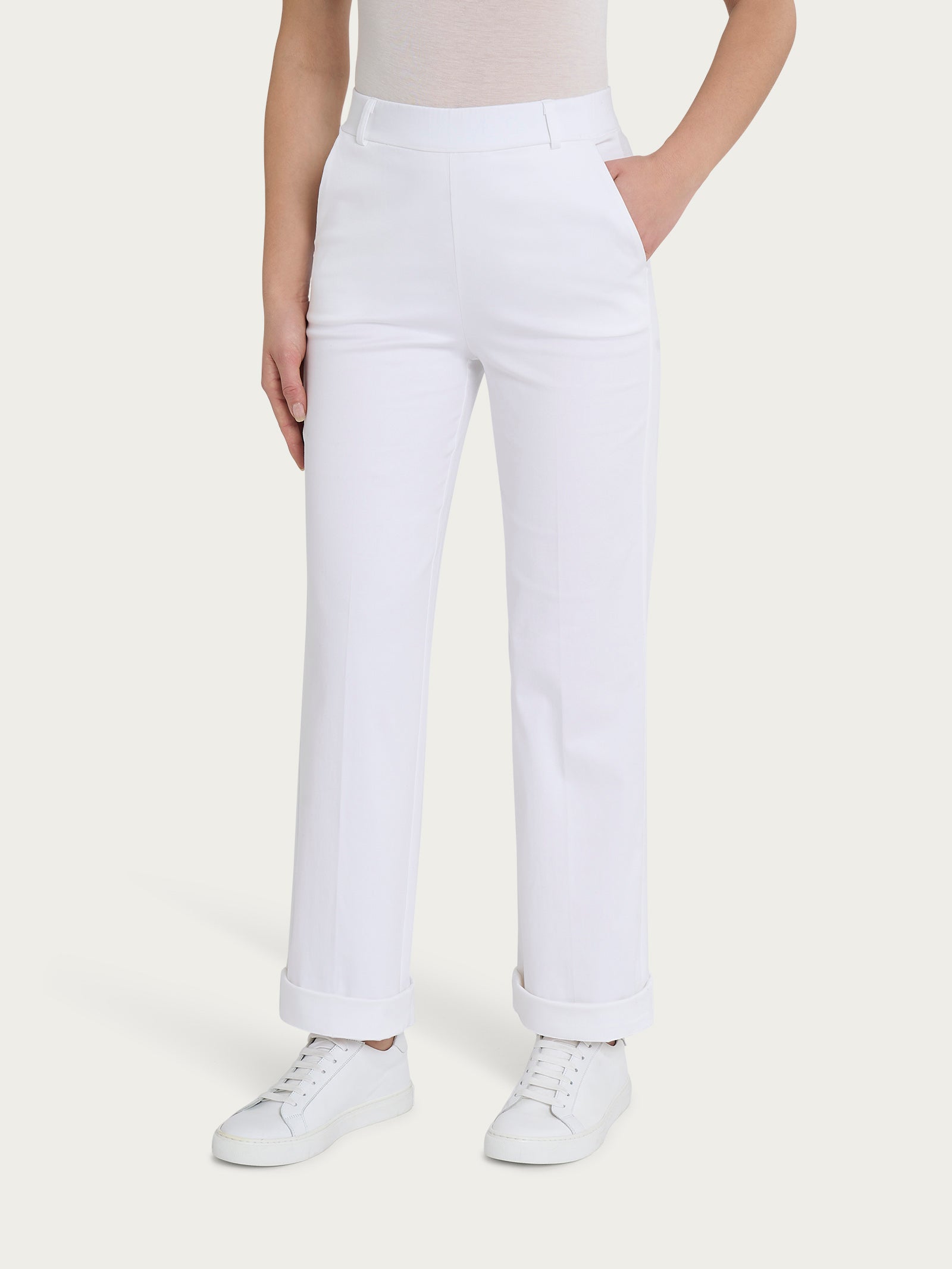Ragno Satin Power pantalone dritto donna cotone bianco