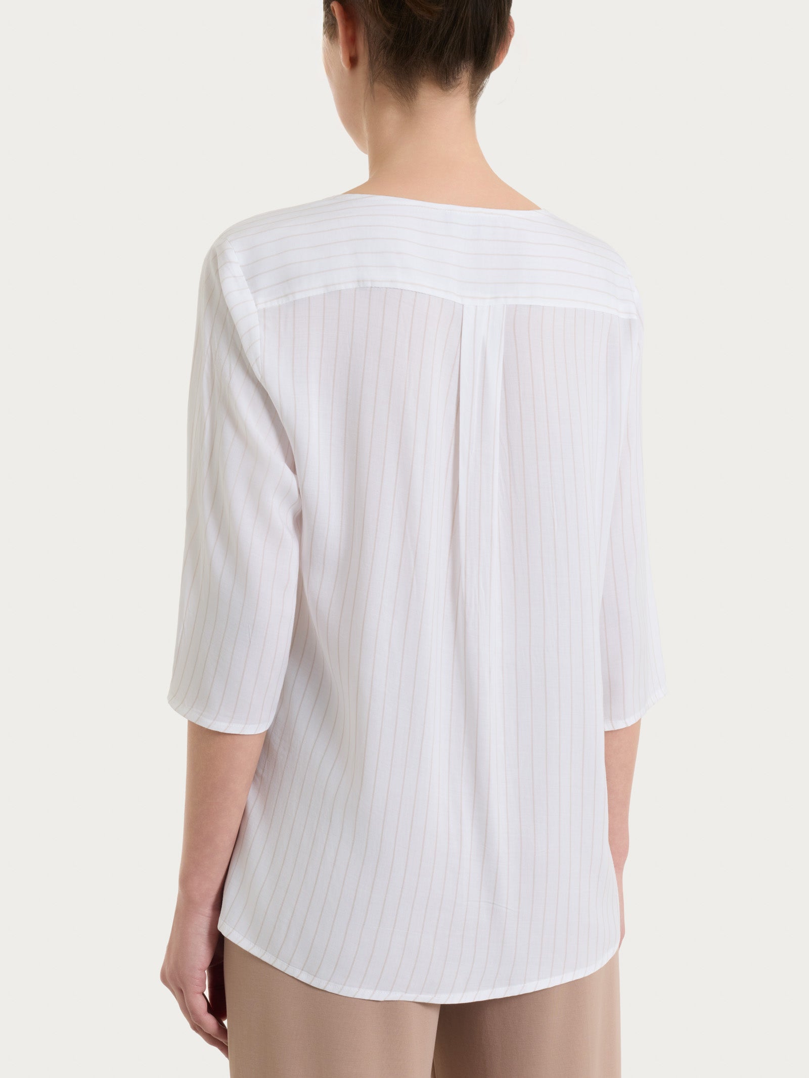 Ragno EcoSeta Blusa a Righe Scollo V Champignon