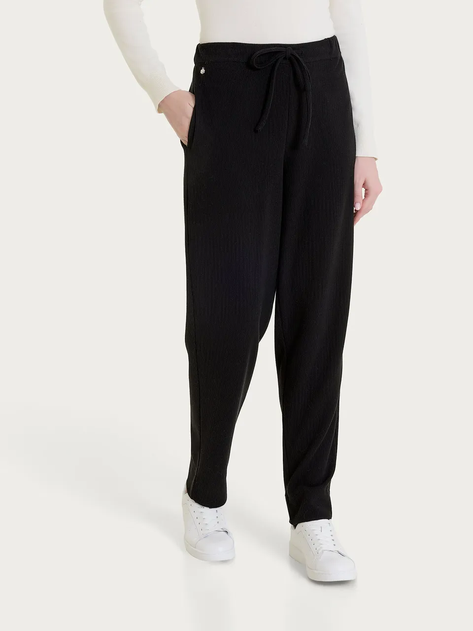 Ragno Compact Pantalone Jogger Nero con Tasche Elasticizzato