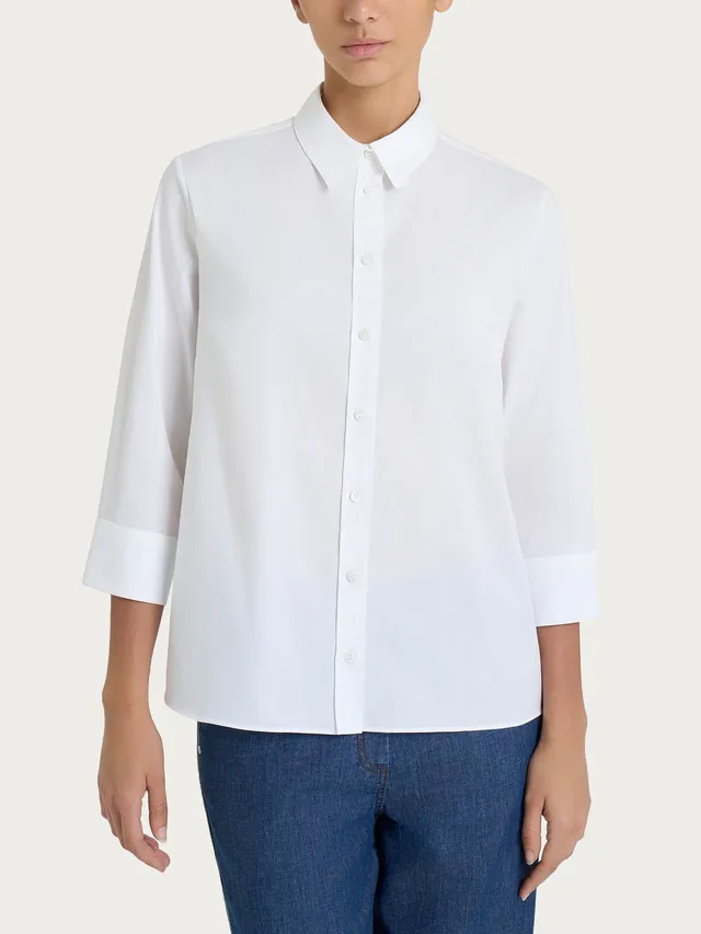 Ragno camicia popeline manica 3/4 kimono White