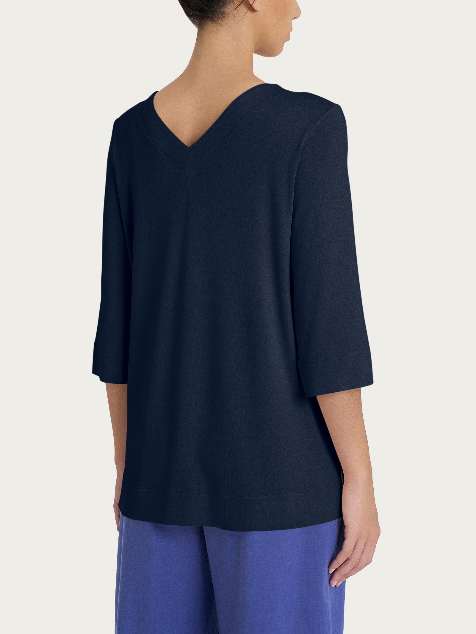 Ragno Maglietta Doppio Scollo V viscosa Bleu