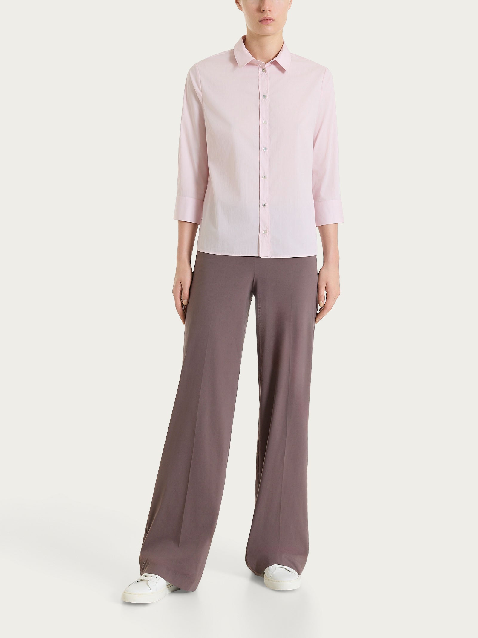 Ragno Puro Cotone camicia manica 3/4 lilla popeline