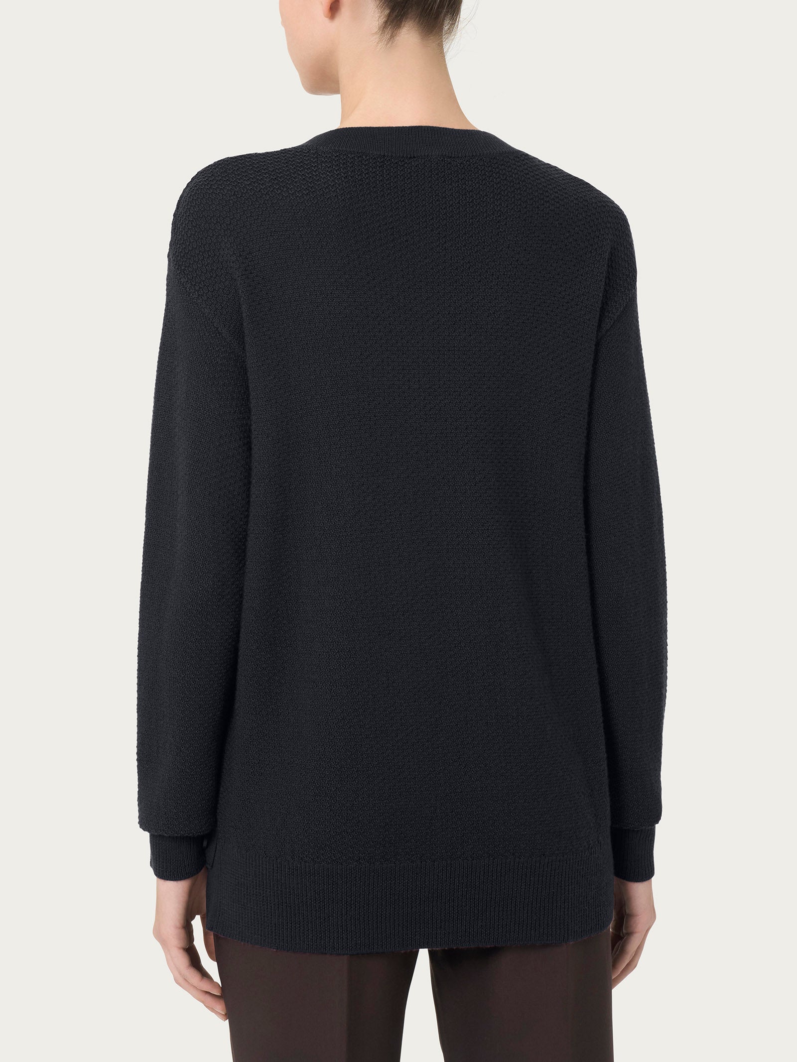 Ragno Merino Soft Pullover Girocollo Nero Bottoni