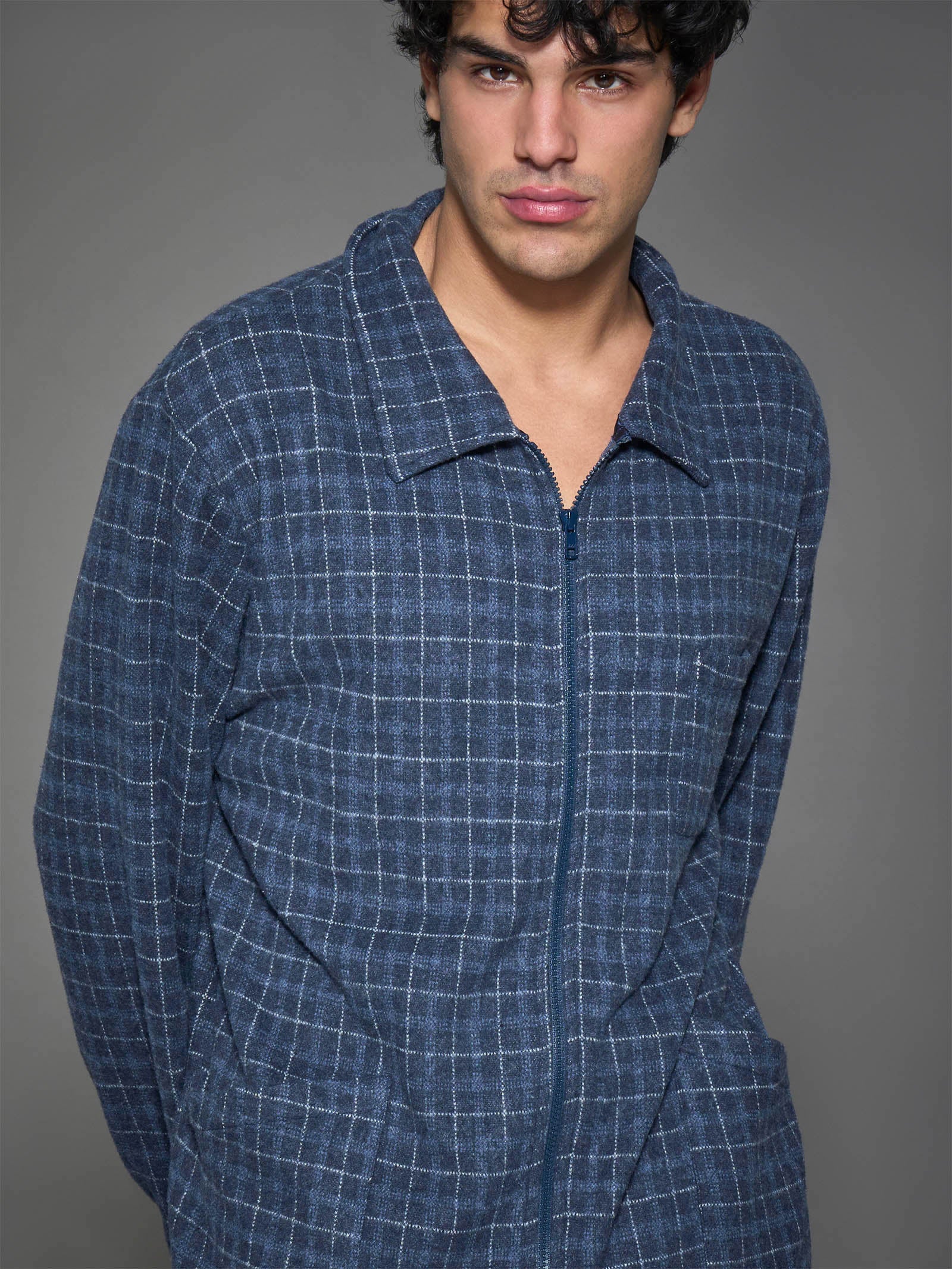 Ragno Cotton Eco Pile Giacca da Camera vestaglia Fant. Indigo