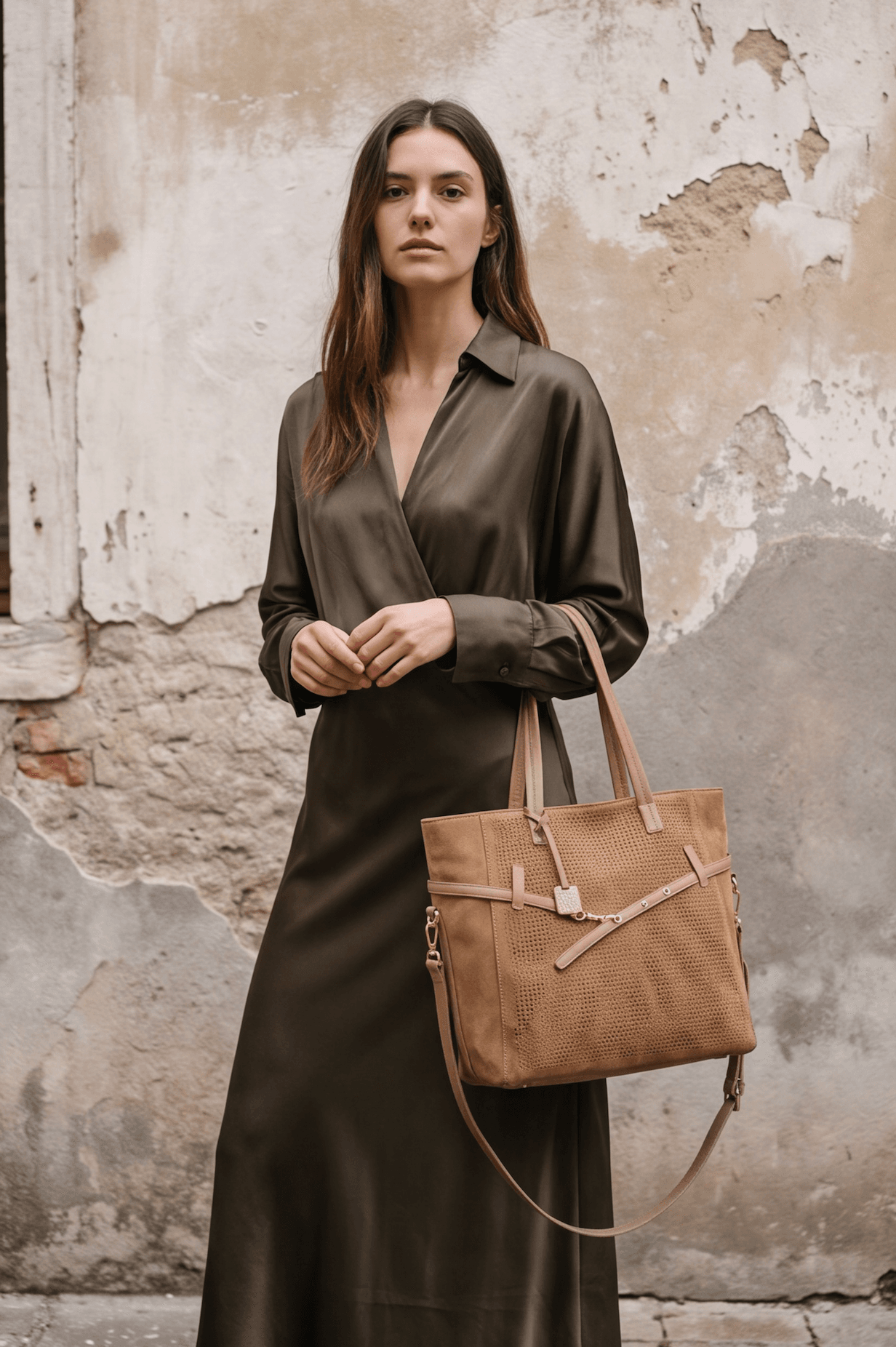 Maria Grazia Severi borsa tote scamosciata con tracolla cintura