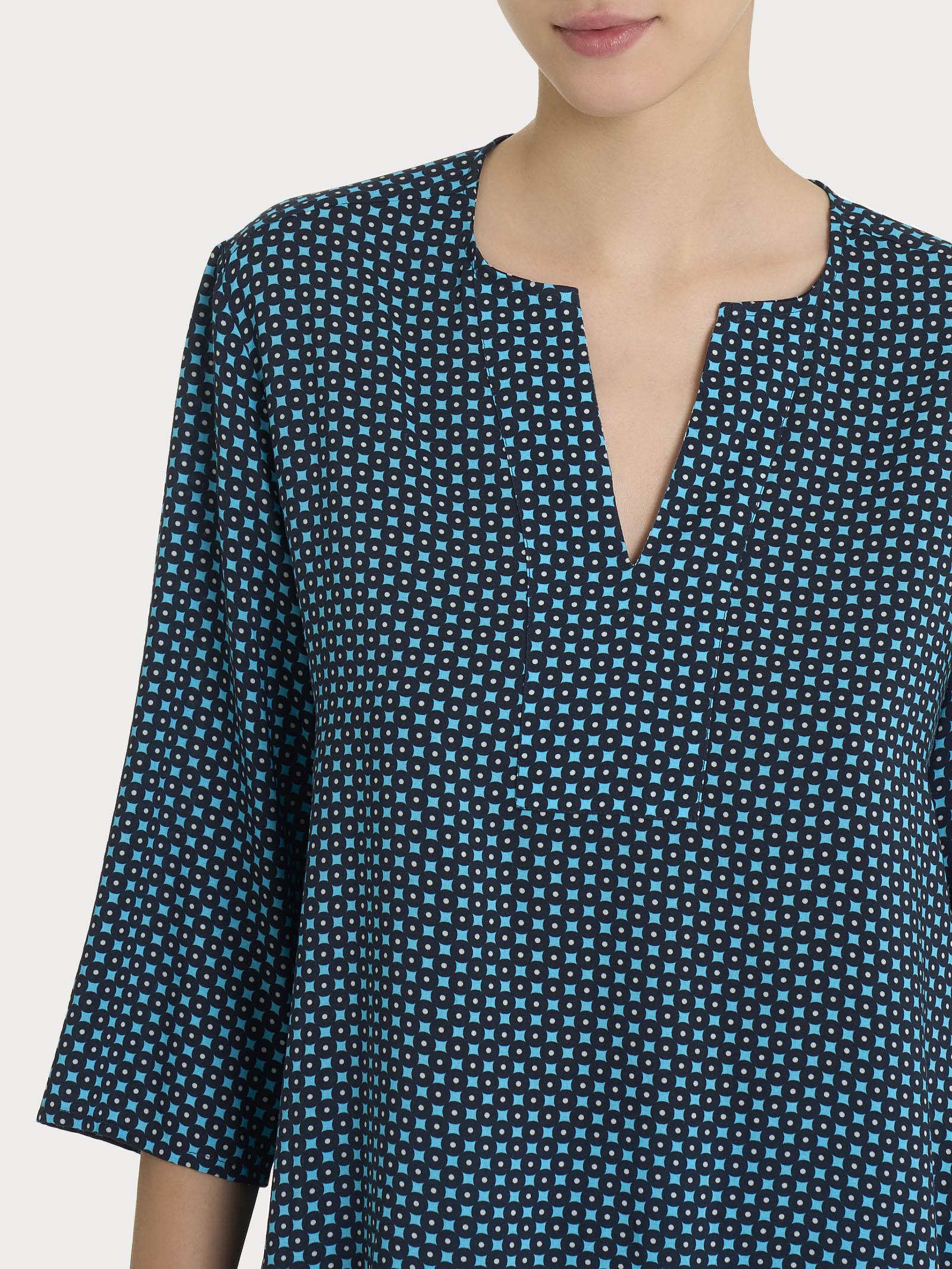 Ragno Ecoseta Blusa Scollo V Viscosa Fant. Aquarius