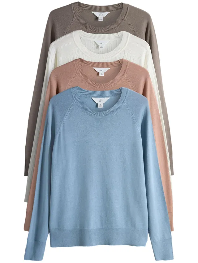 The Set donna maglie punto fine girocollo 4 pz