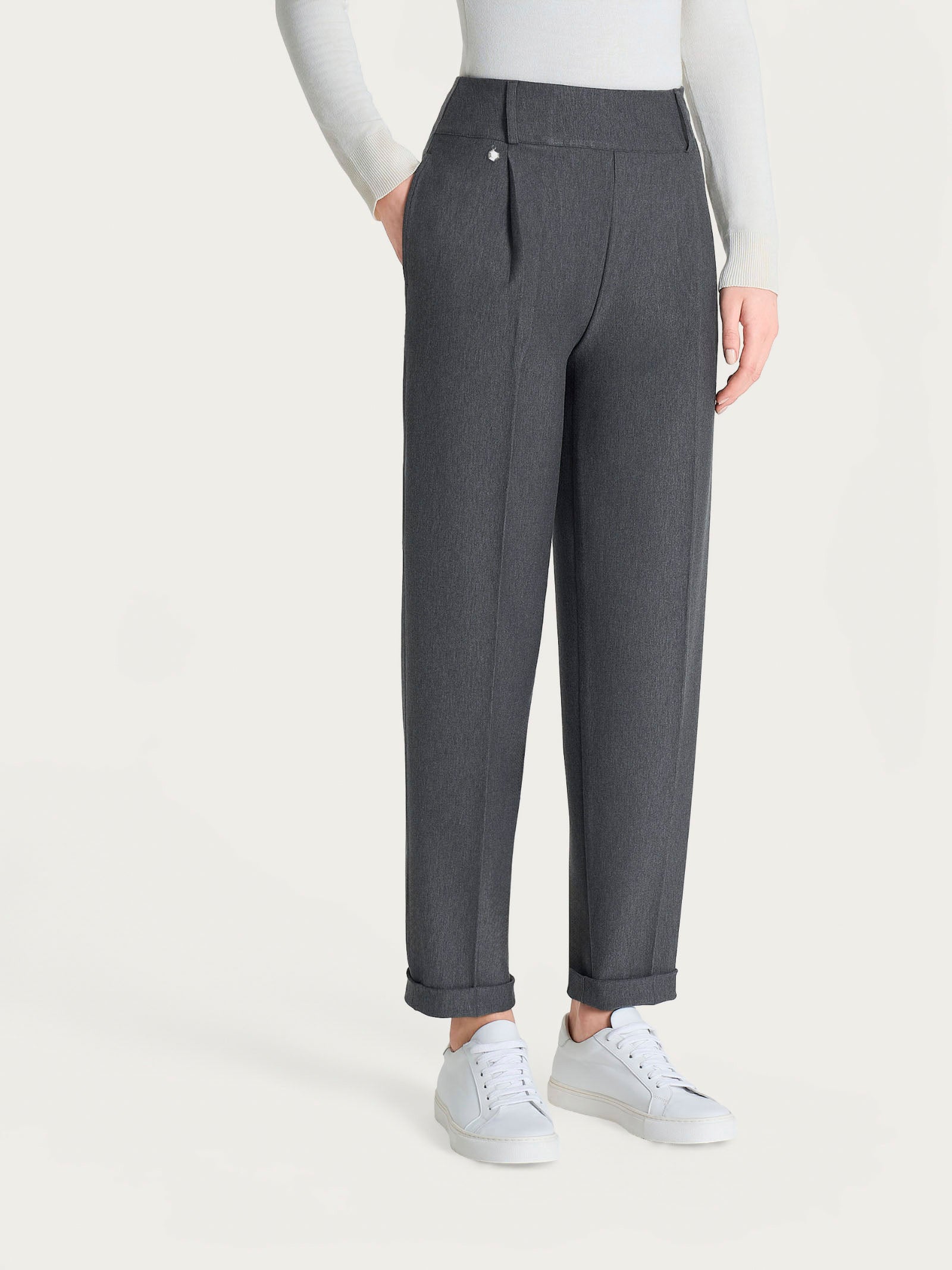 Ragno Compact pantalone carrot Ardesia Mel. con pinces