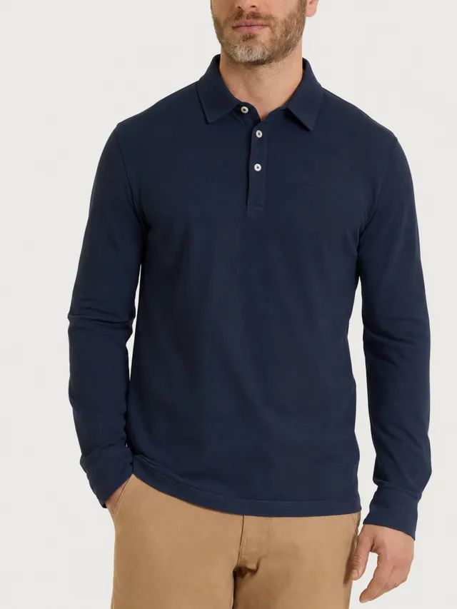 Ragno Puro Cotone polo uomo manica lunga blu