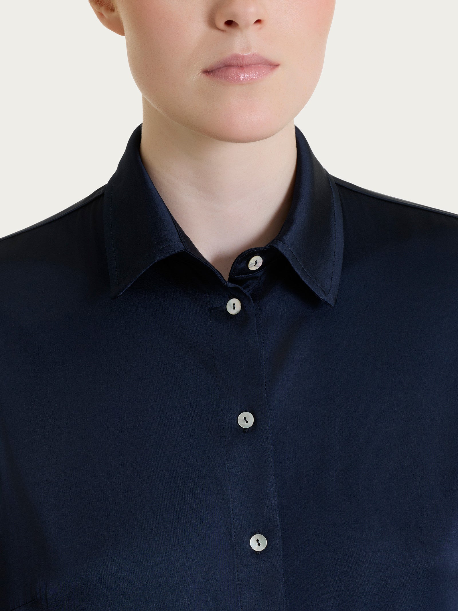Ragno Gem Camicia Donna Stretch Satin Bleu manica lunga