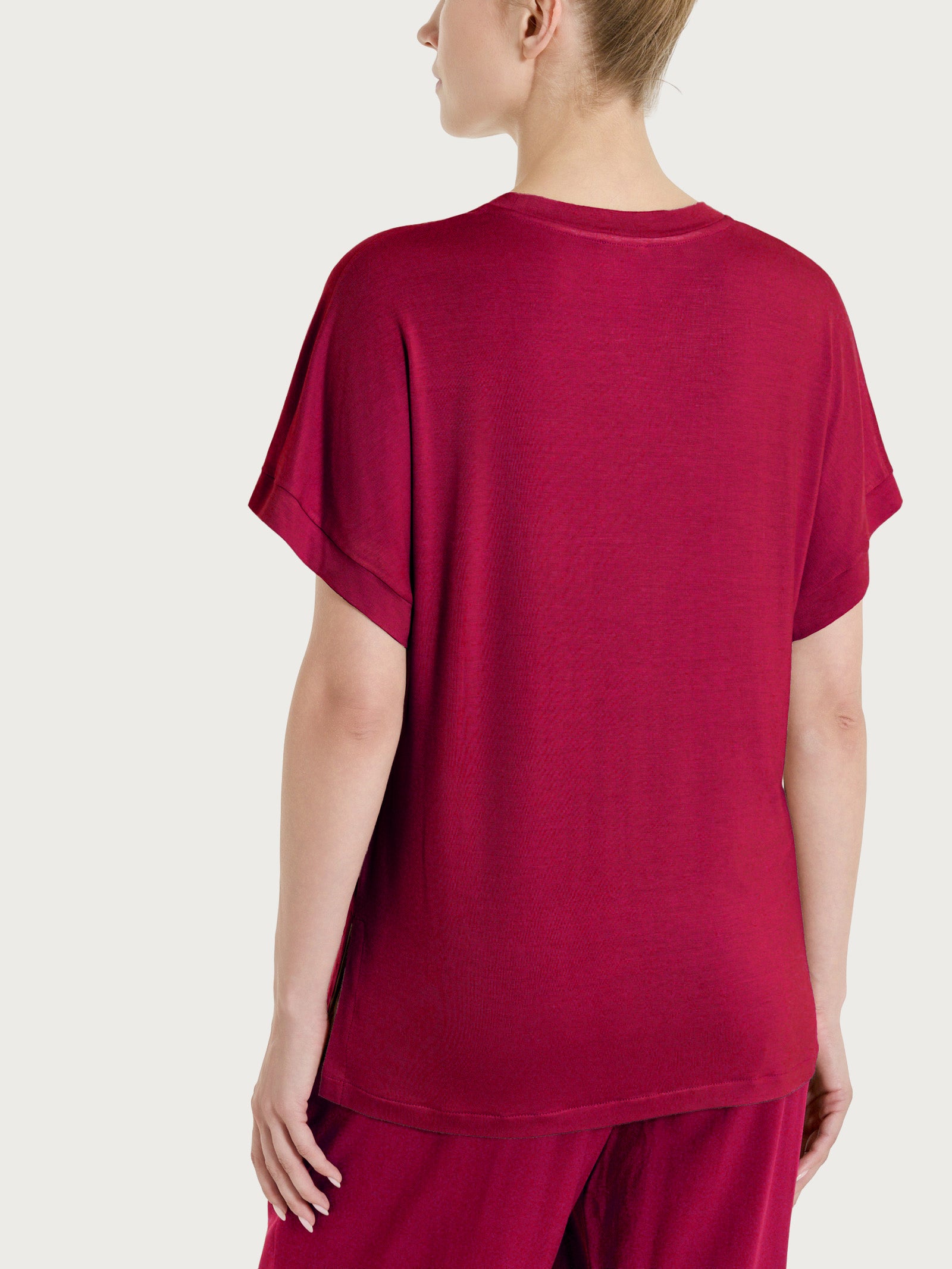 Ragno Viscosa Summer maglietta girocollo Beet Red occhielli