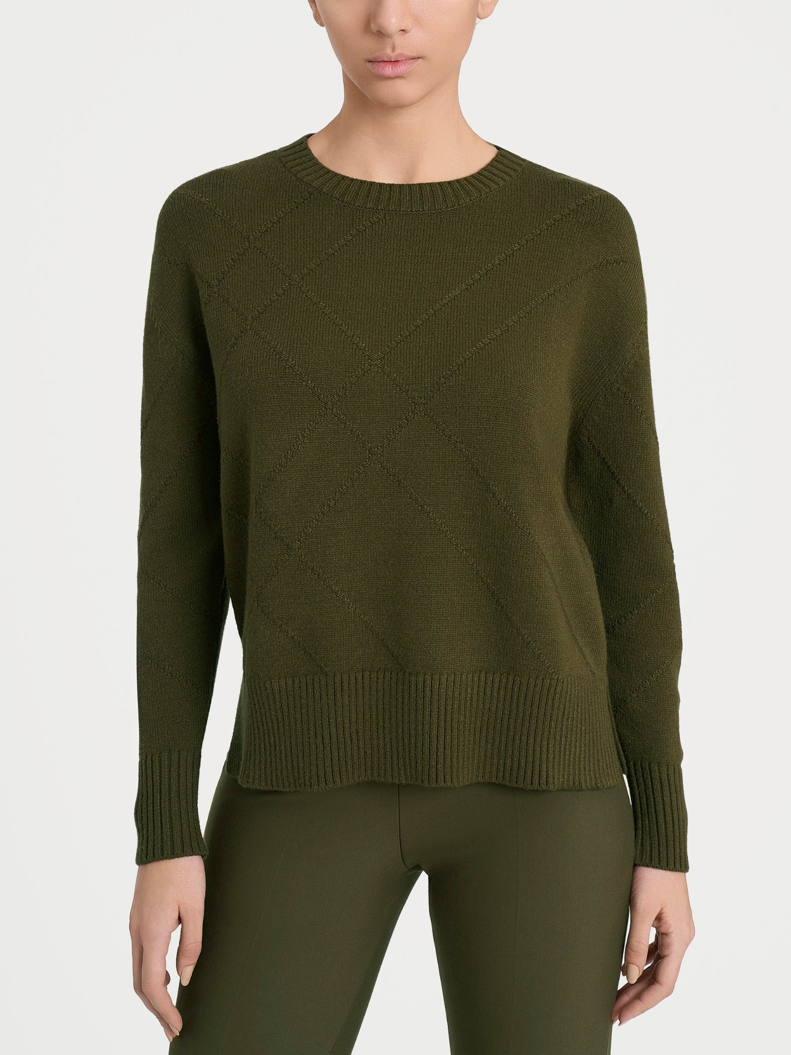 Ragno Super Soft maglia girocollo check Dark Olive