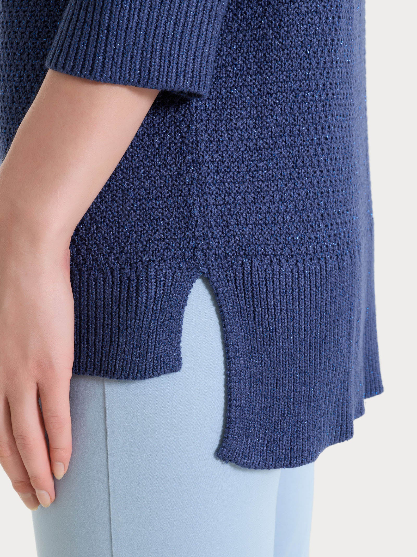 Ragno Lurex Rice Stitch Cardigan Aperto Oceana luminoso